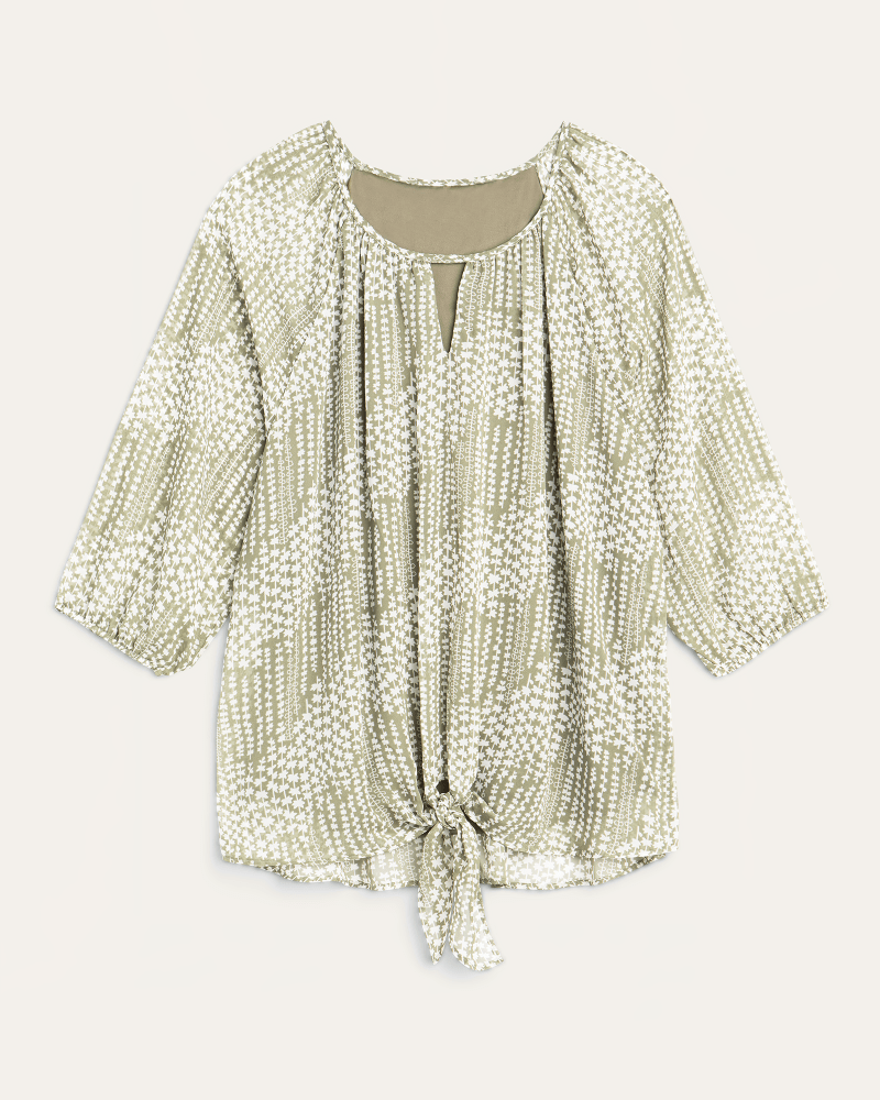 Front of plus size Delilah Printed Peasant Top by East Adeline | Dia&Co | dia_product_style_image_id:173918